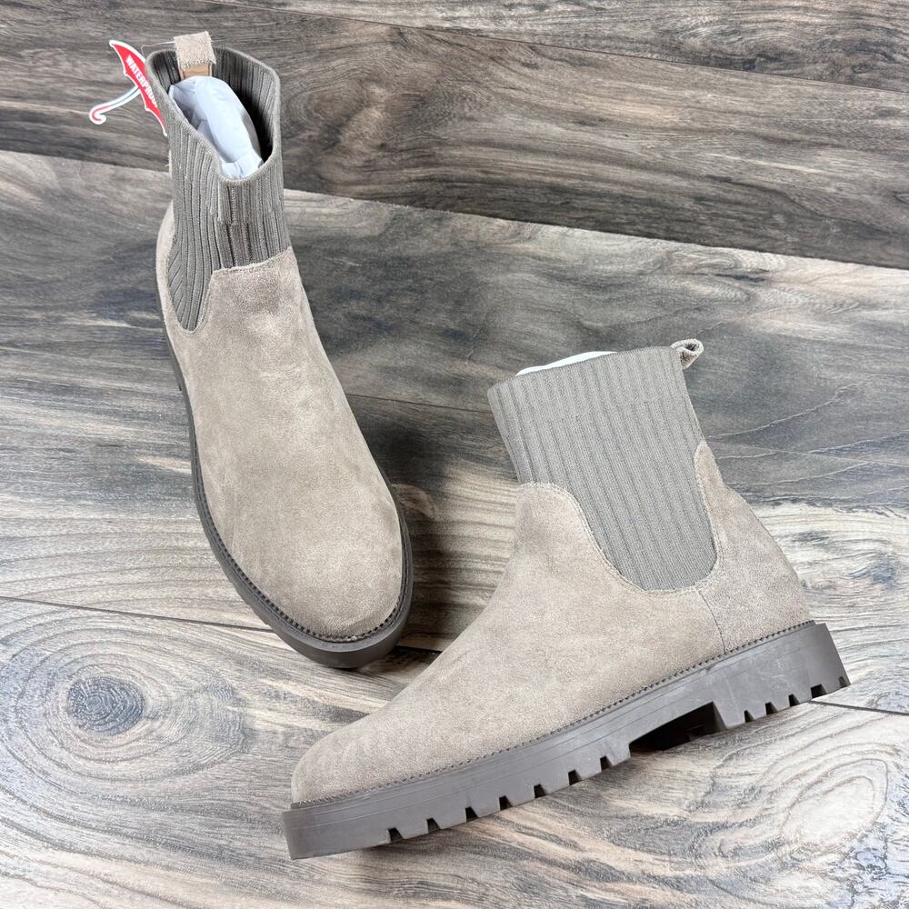 NEW Blondo Hallie 10M Taupe Suede Waterproof Chelsea Boots Booties - Picture 2 of 11